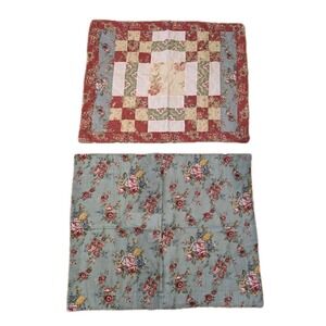 Patchwork Quilted Standard Pillow Shams SET OF 2 Floral Cottage Country NEW
